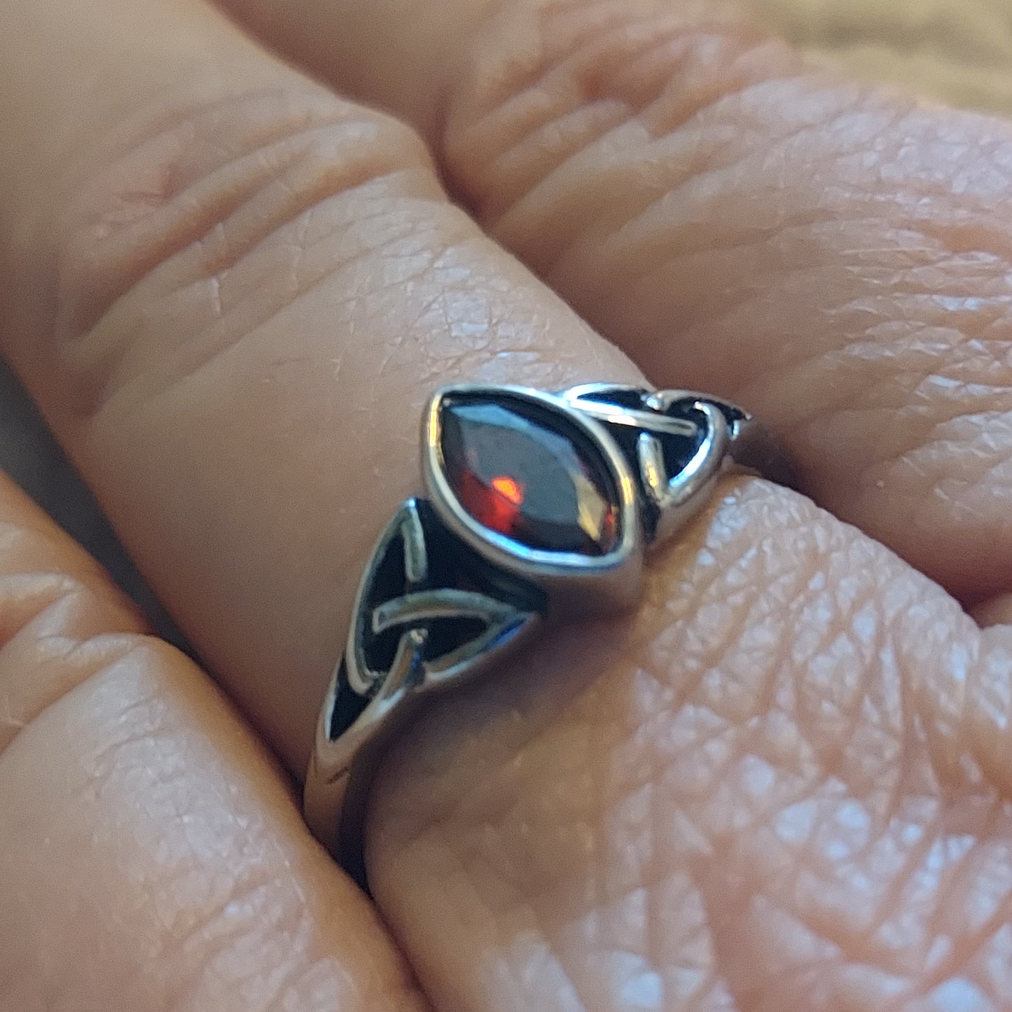 Celtic Ring With Red Zircon