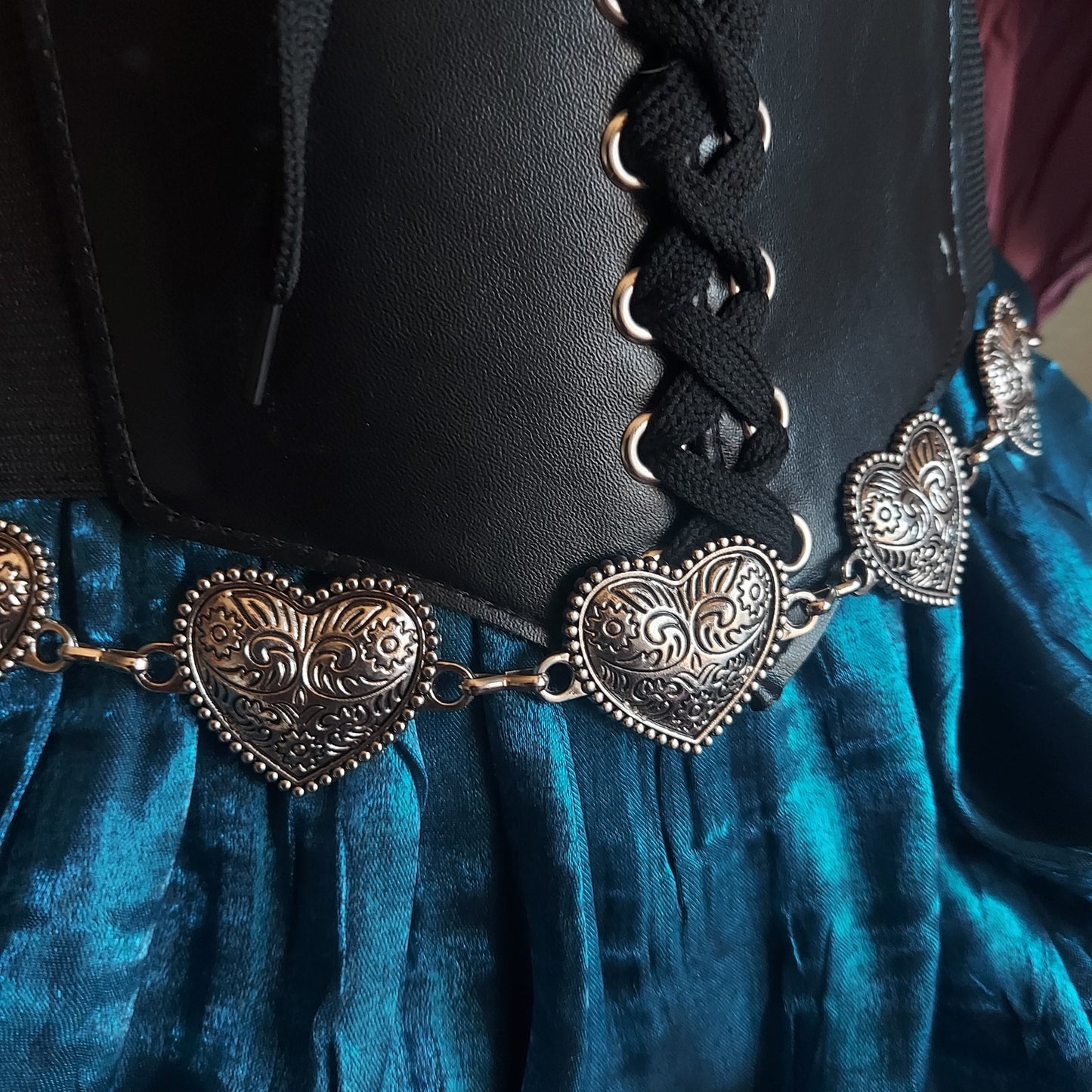 Heart Belly Chain Belt- Silver