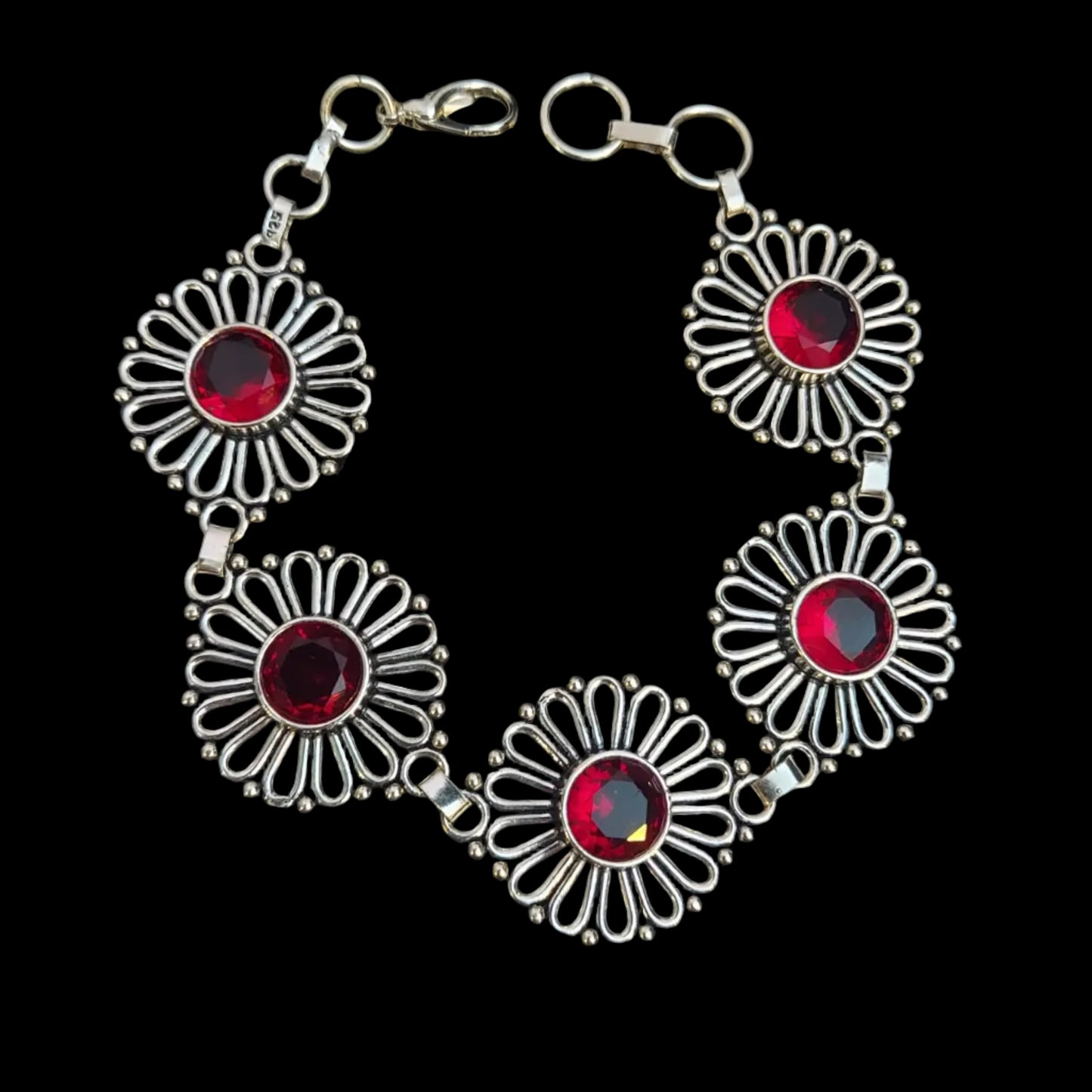 Red Flower Link Bracelet