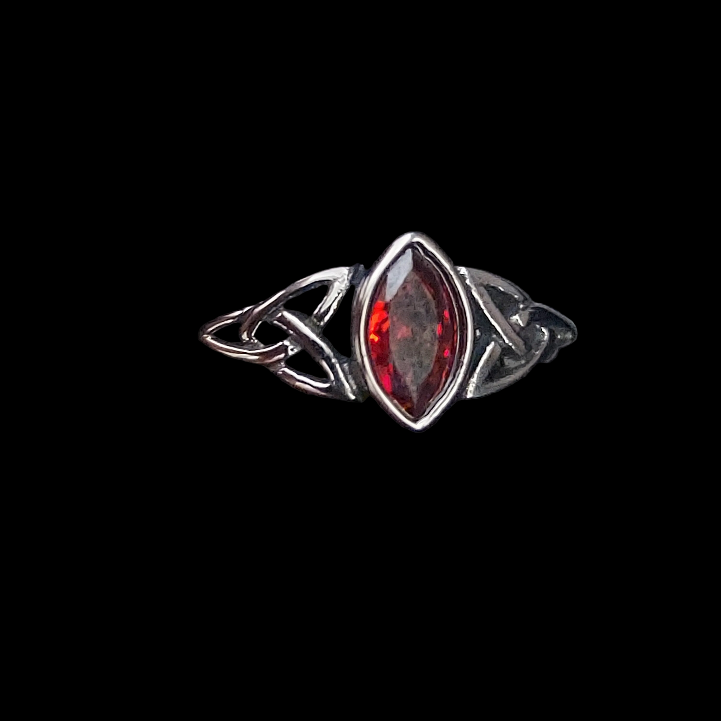 Celtic Ring With Red Zircon