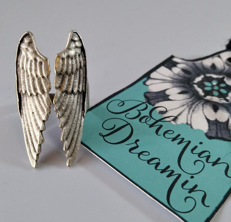 Boho Feather Angel Wings Ring in Bohemian Style