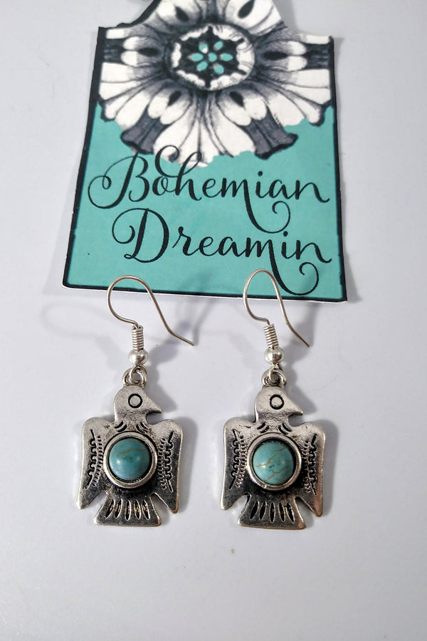 Thunderbird earrings in boho jewelry