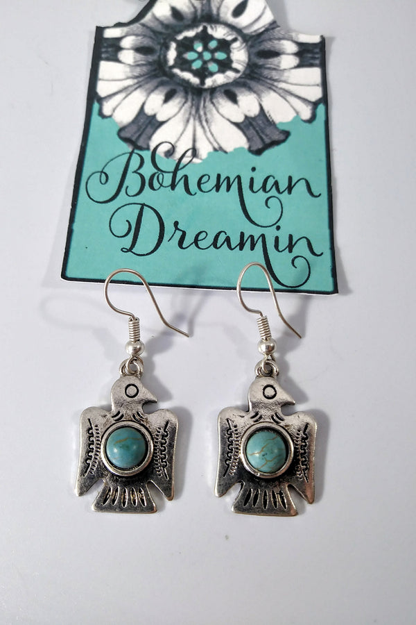 Thunderbird earrings in boho jewelry