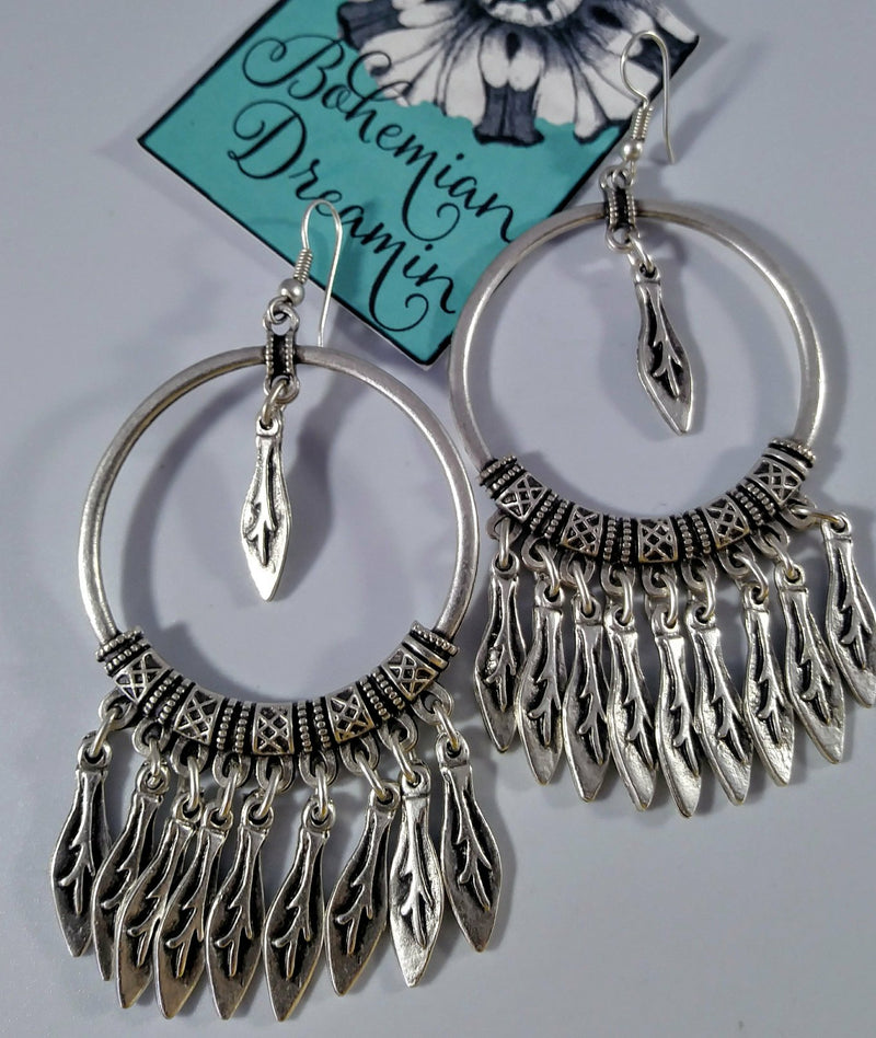 Boho hoop earrings in bohemian jewelry
