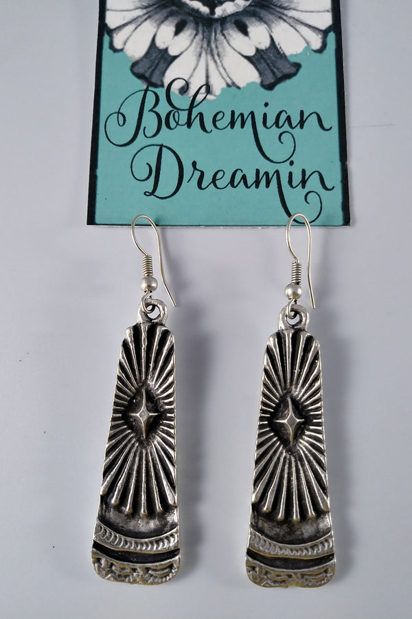 Boho silver earrings in bohemian jewelry