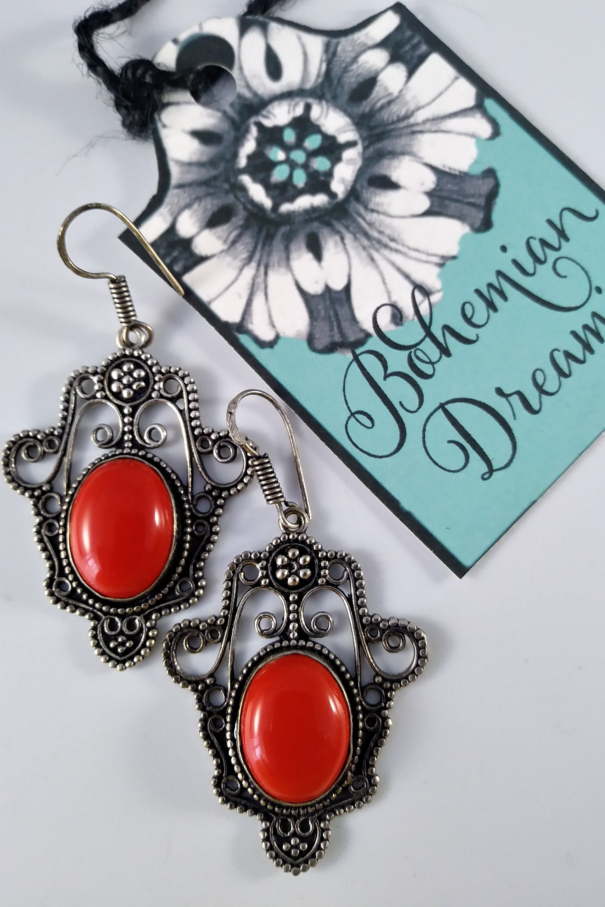 Coral Filigree Earrings