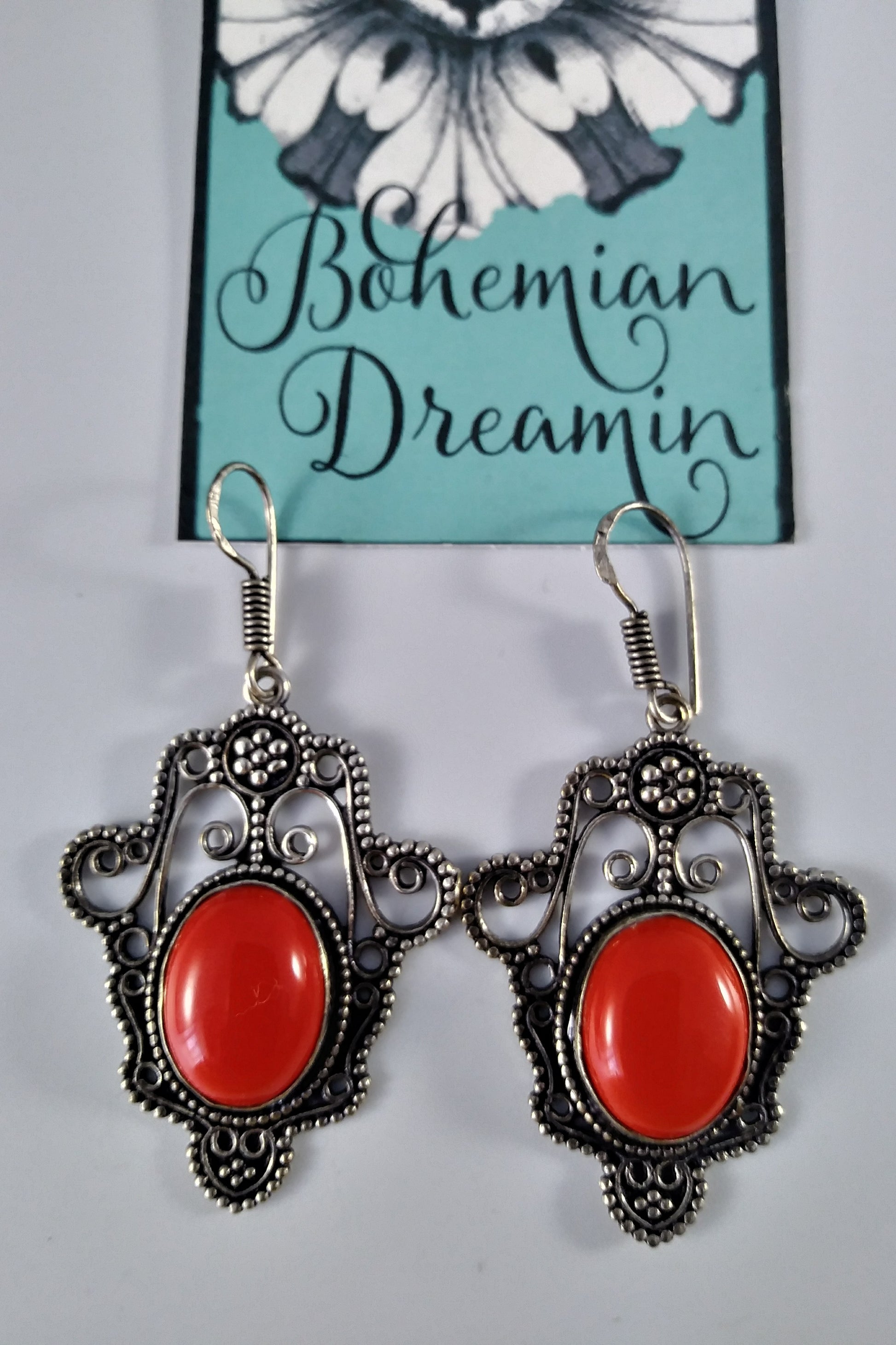 Coral Filigree Earrings