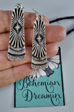 Boho silver earrings in bohemian jewelry