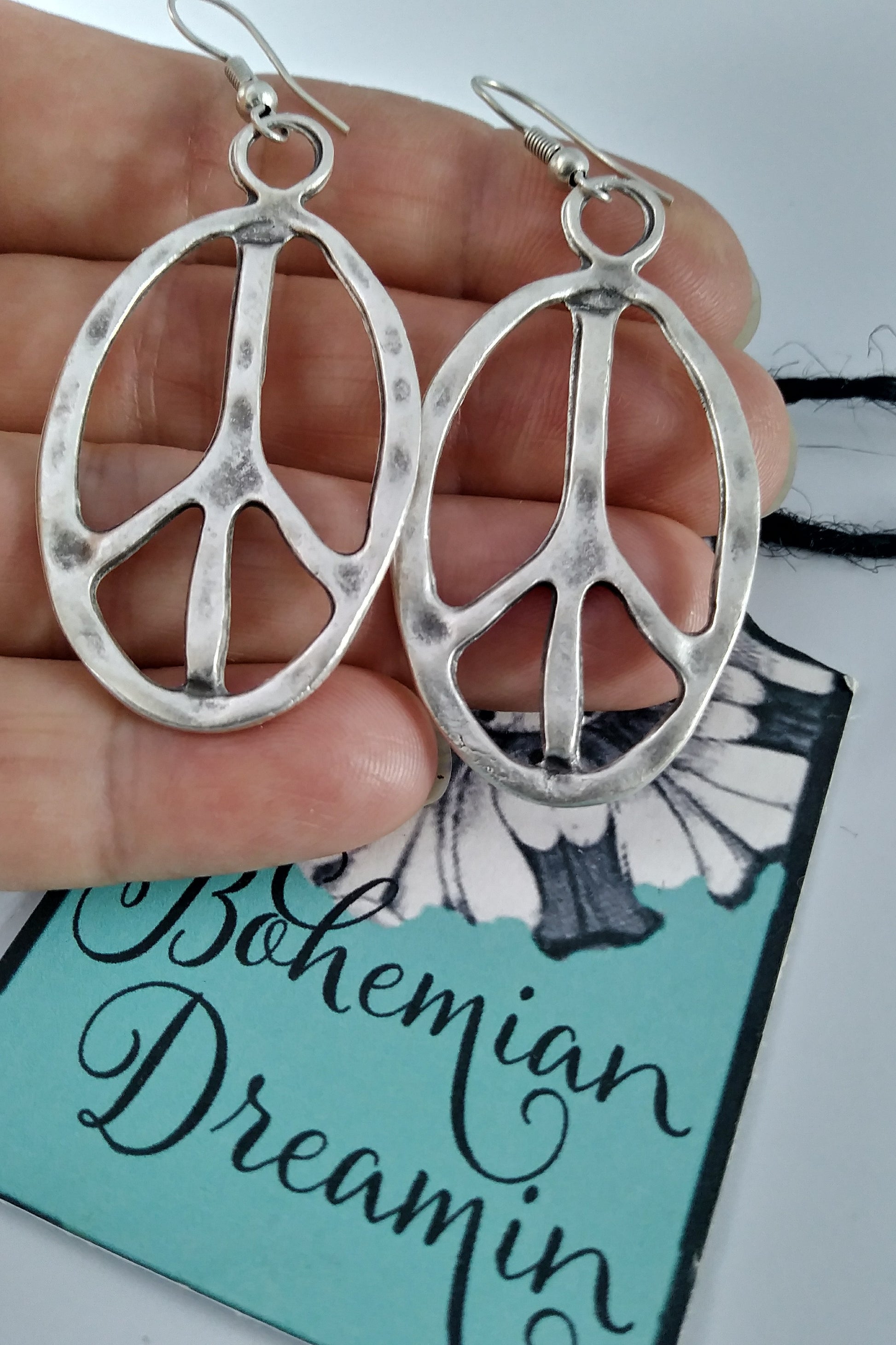 Boho silver earrings in bohemian jewelry