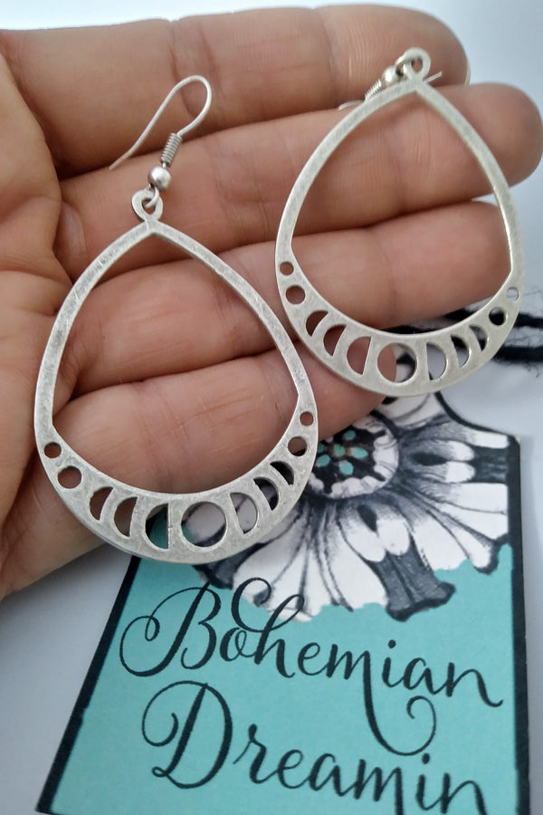 Boho moon phase earrings in bohemian