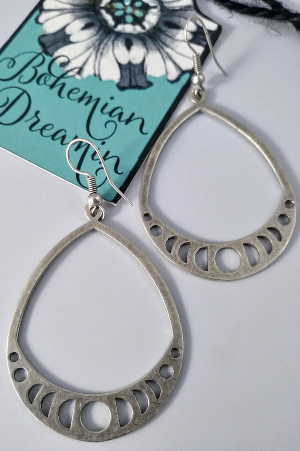 Boho moon phase earrings in bohemian jewelry

 

 

