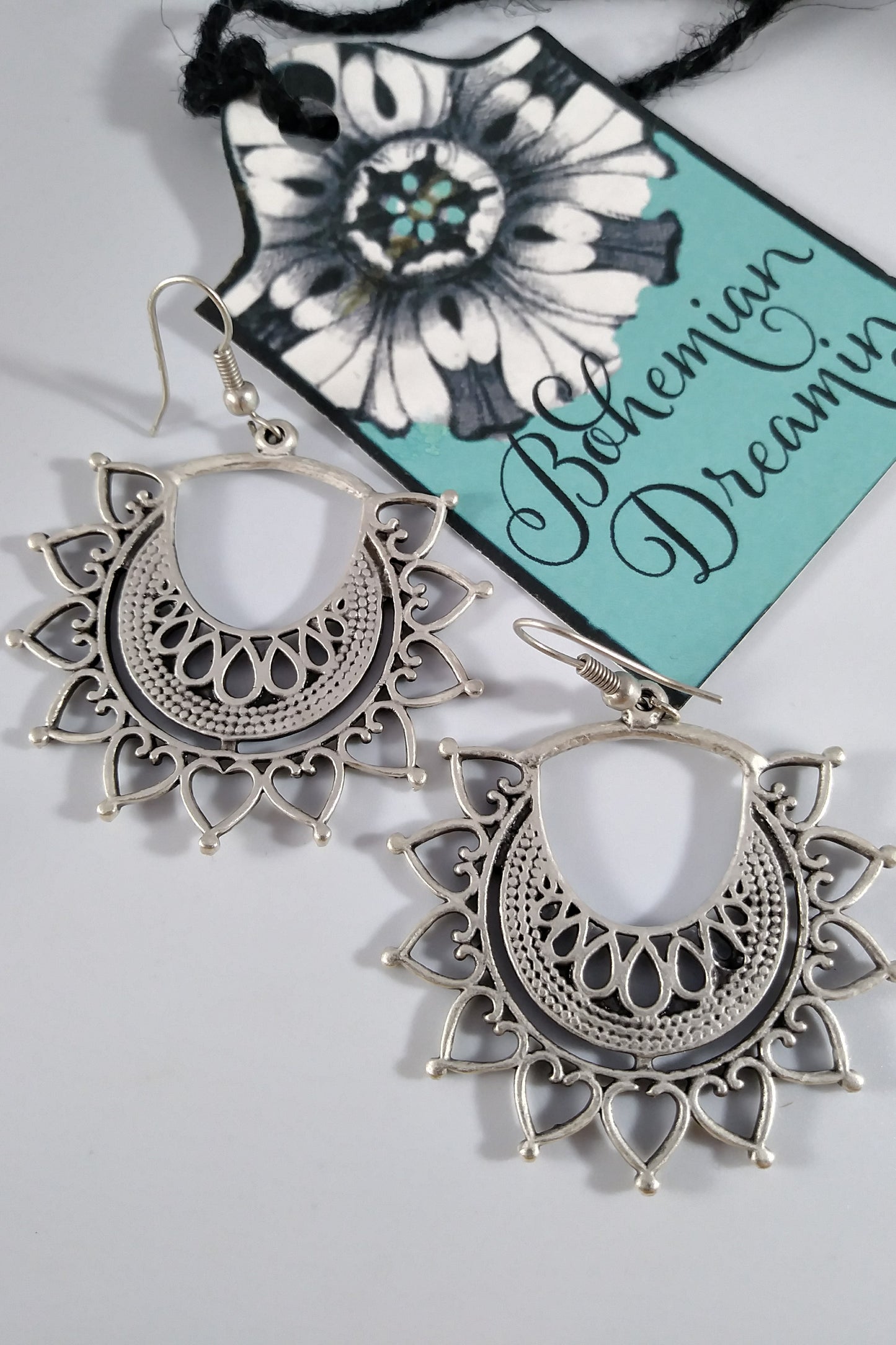Boho silver earrings im bohemian jewelry