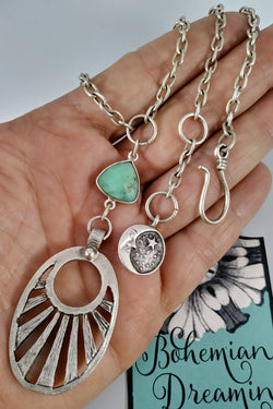 chrysoprase necklace in bohemian jewelry