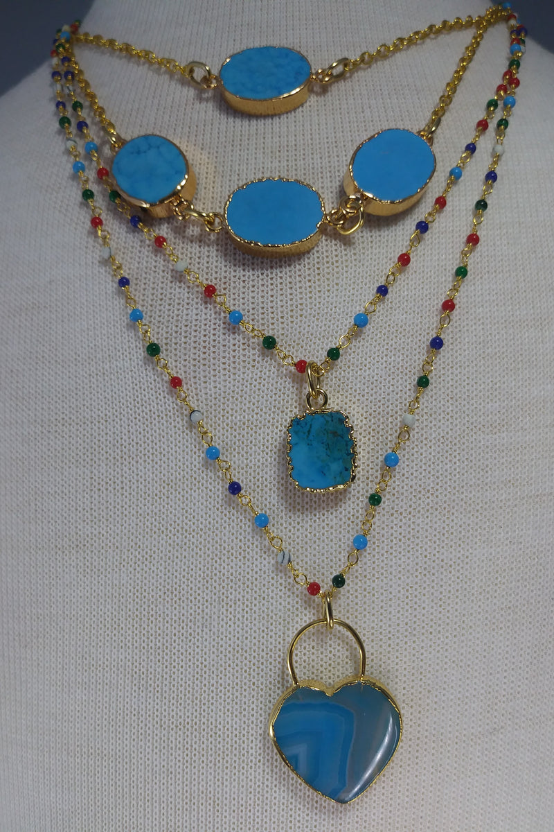 Boho turquoise necklace in bohemian jewelry