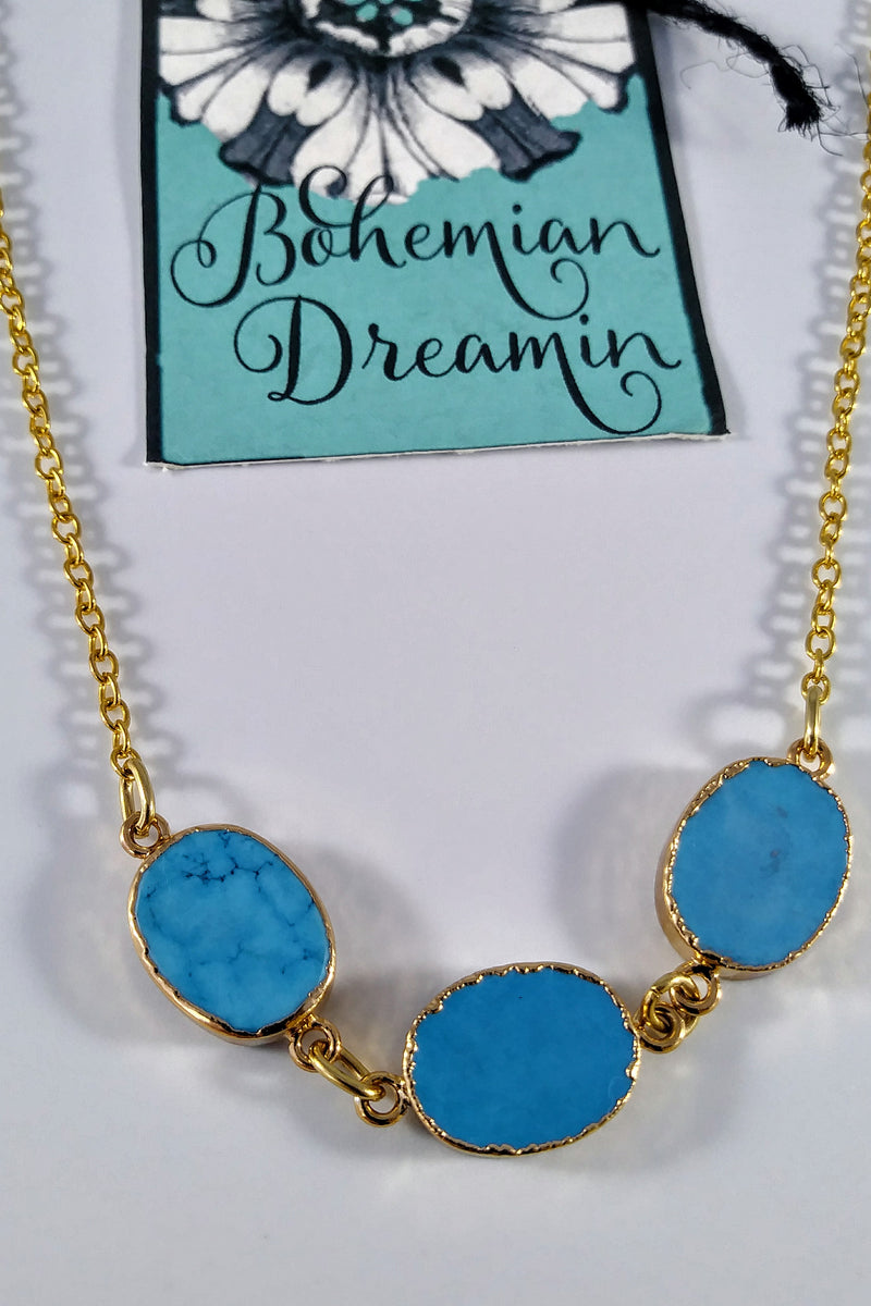 Boho turquoise necklace in bohemian jewelry