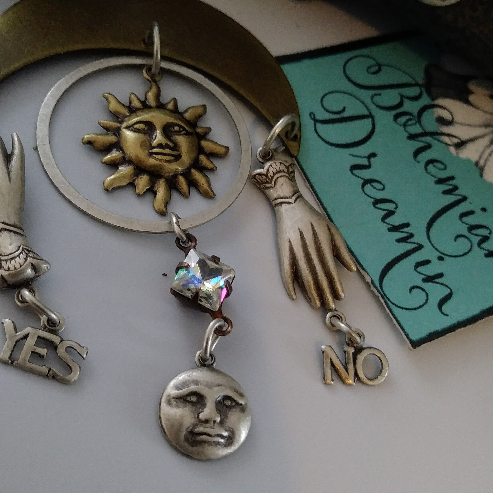 Sun moon boho earrings in bohemian jewelry