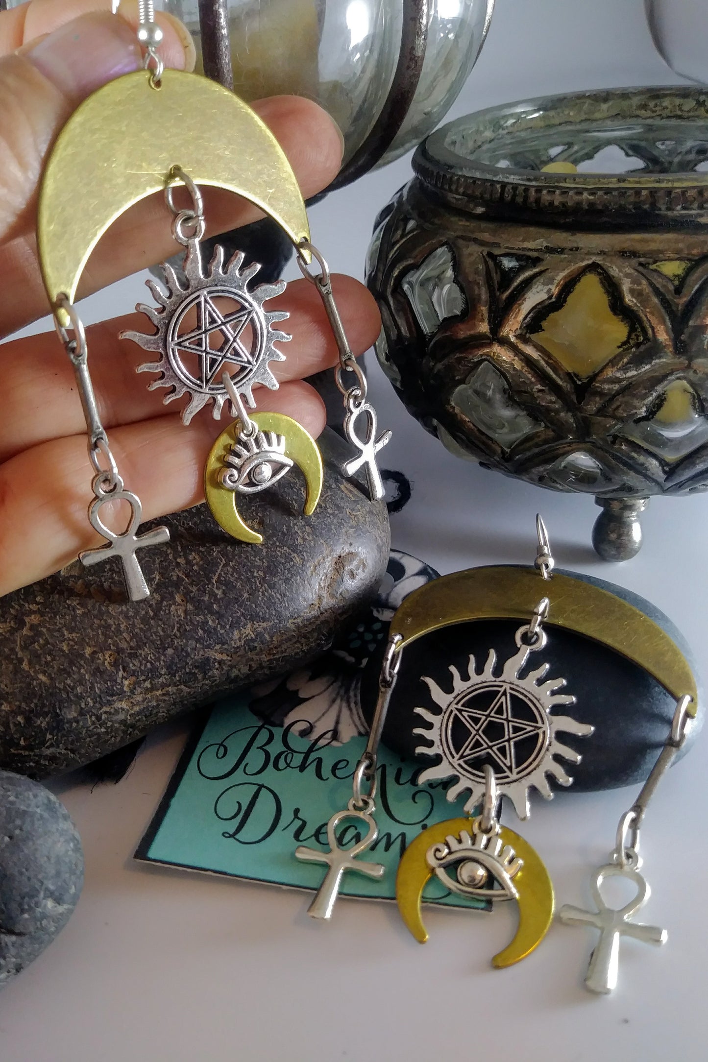 Witch pentagram earrings
