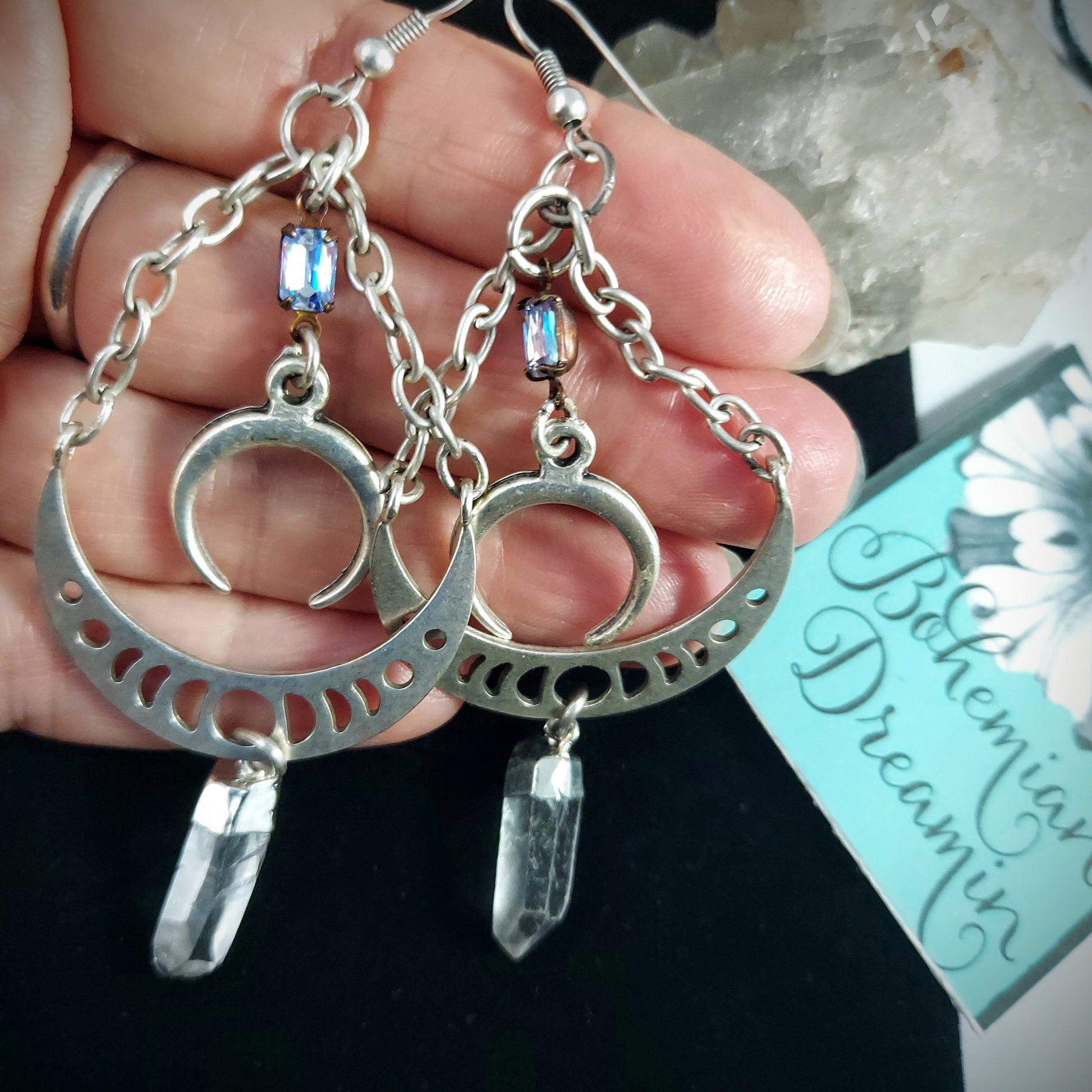 Boho crystal earrings