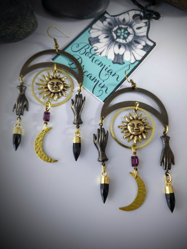 Sun and moon earrings