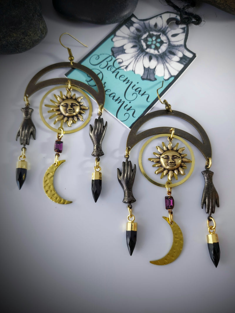 Sun and moon earrings