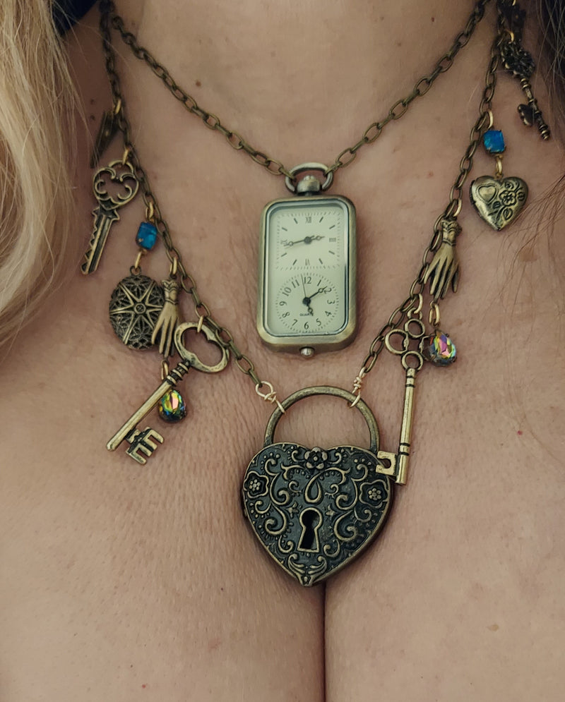 Steampunk Heart Lock Necklace