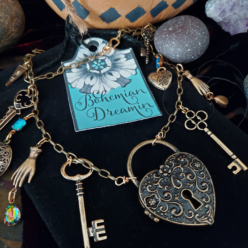 Steampunk Heart Lock Necklace