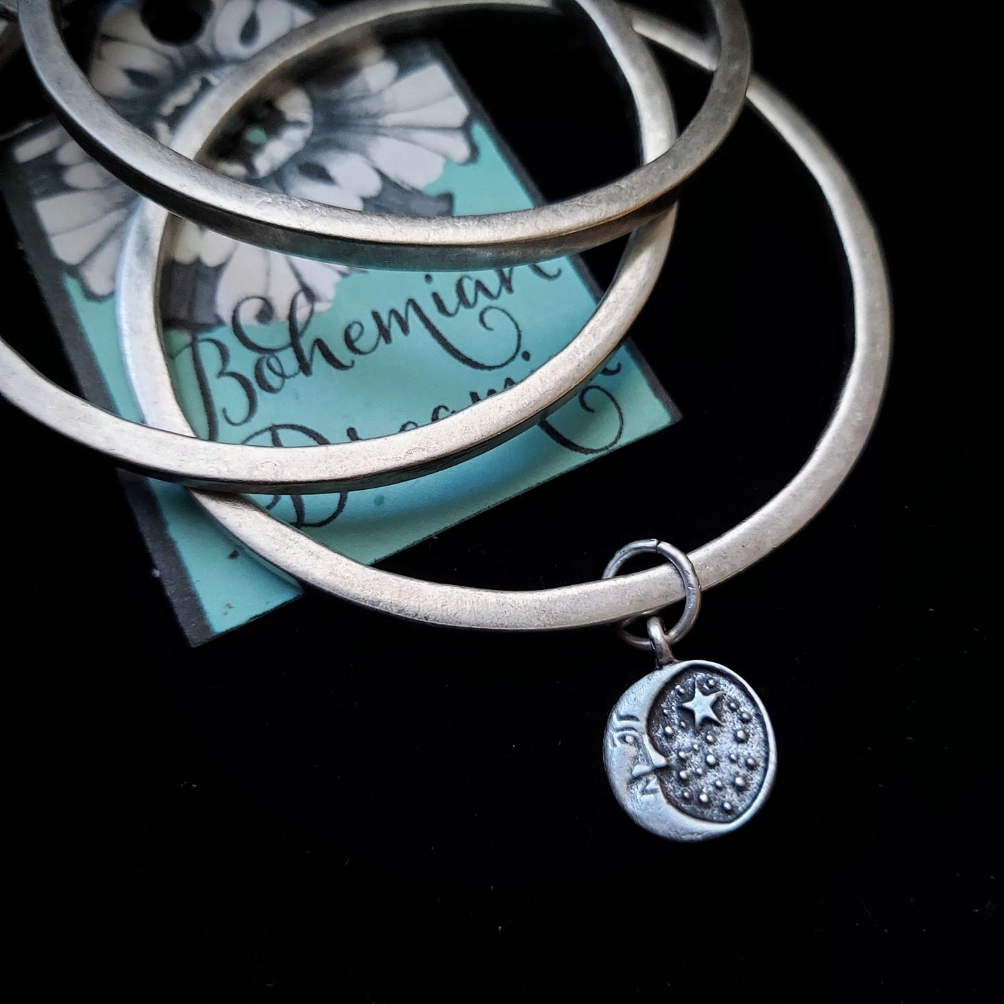 Crescent Moon Charm Bangle