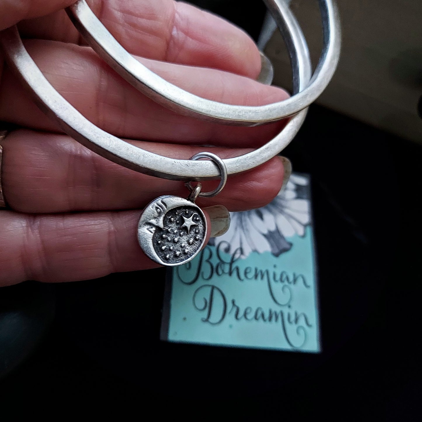 Crescent Moon Charm Bangle