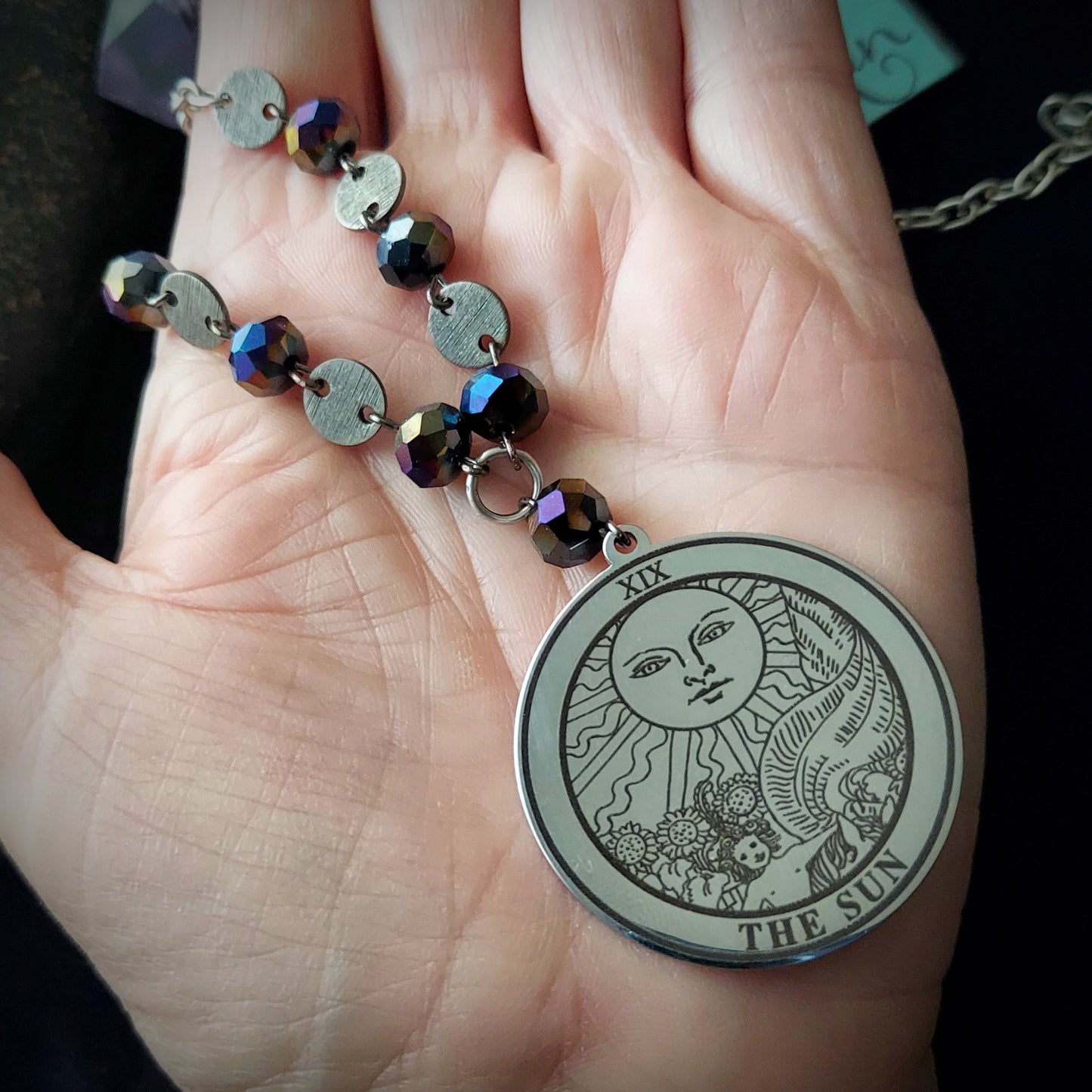 Sun Tarot Card Necklace