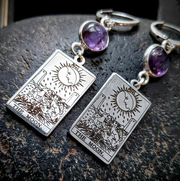 The Moon Tarot Card Earrings