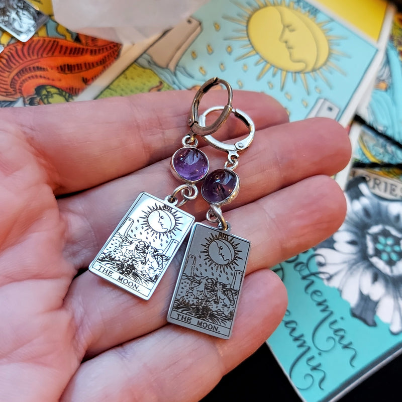 The Moon Tarot Card Earrings