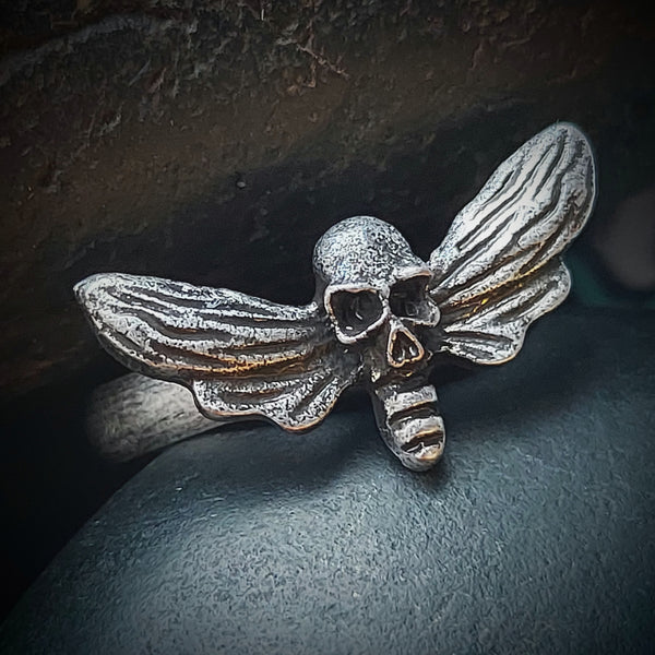 Tiny Death's Head Moth Ring