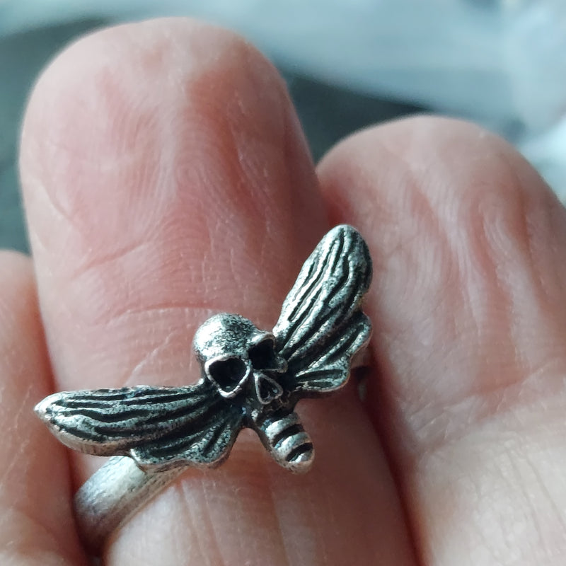 Tiny Death's Head Moth Ring