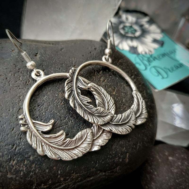 Feather Circle Earring