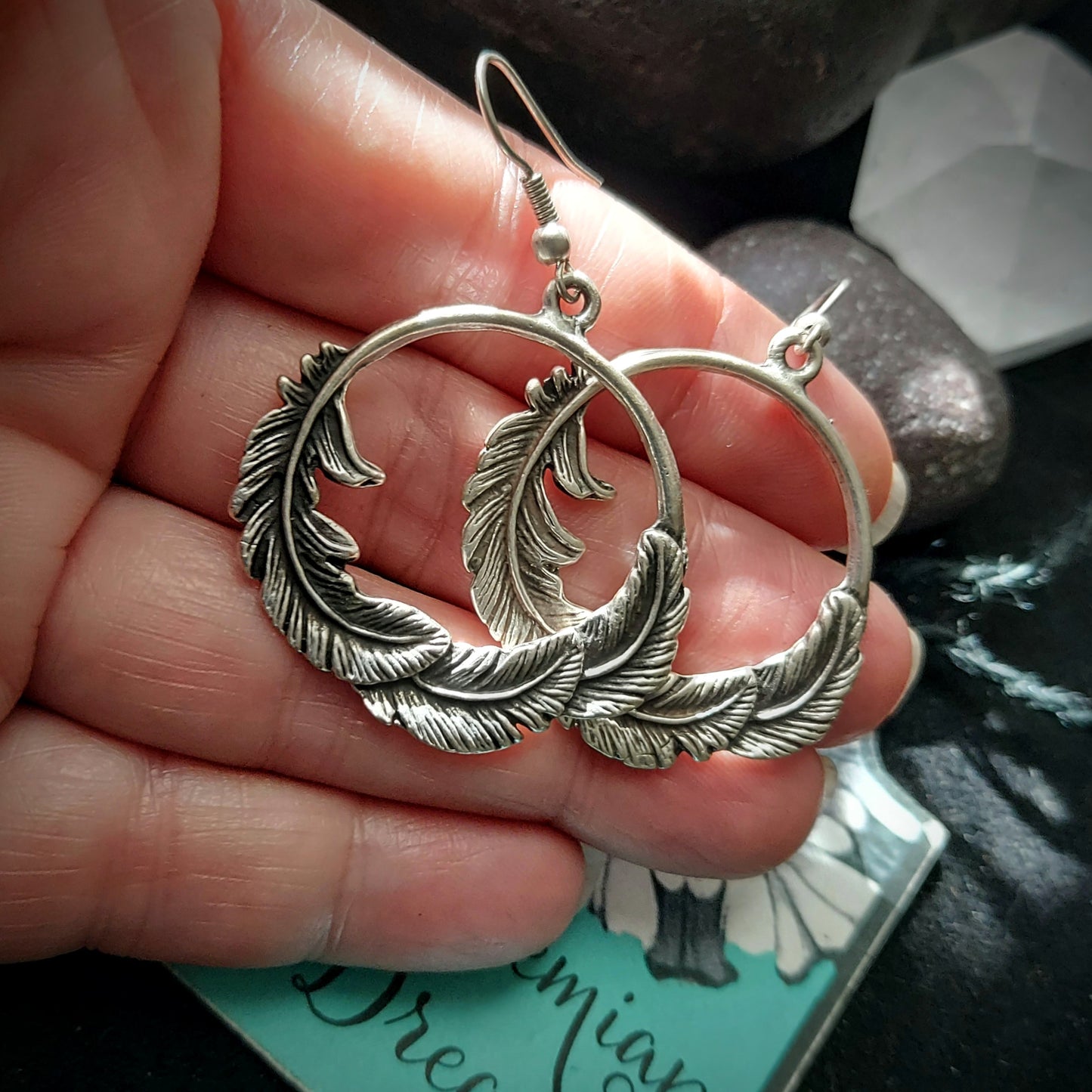 Feather Circle Earring