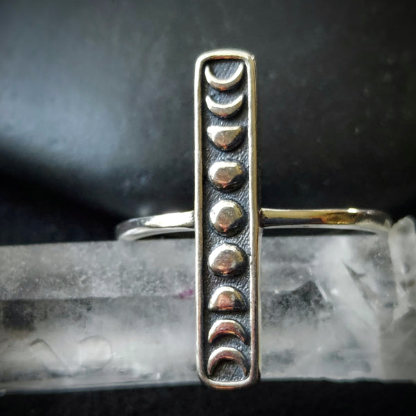 Silver Moon Phase Ring