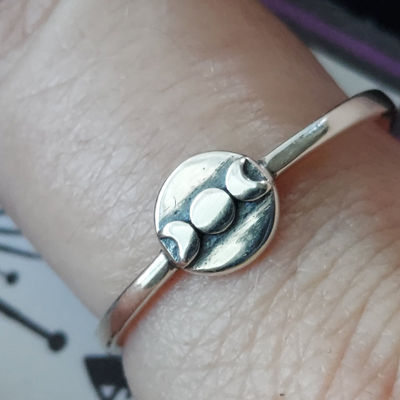 Silver Moon Phase Ring
