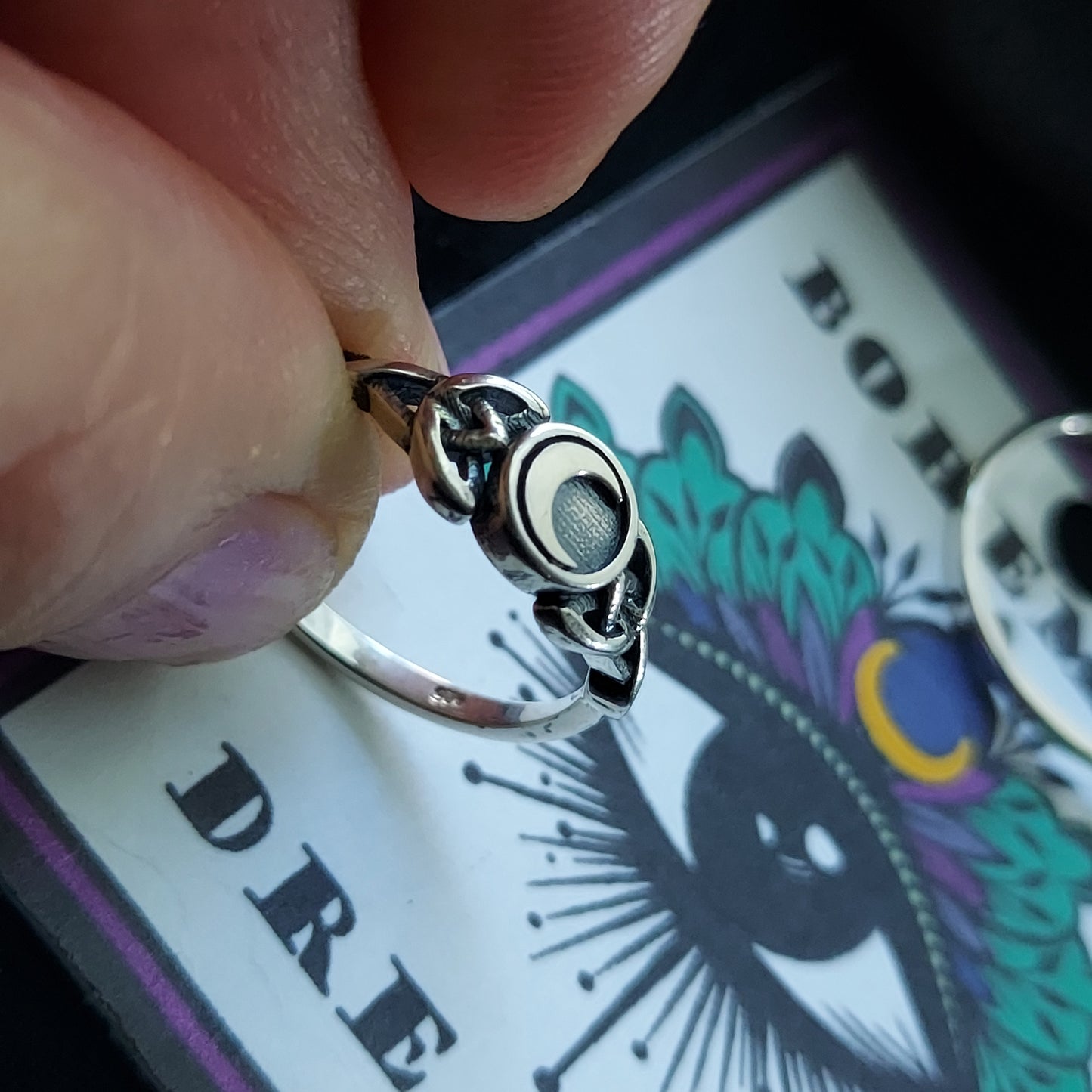 Sterling Silver Celtic Crescent Moon Ring