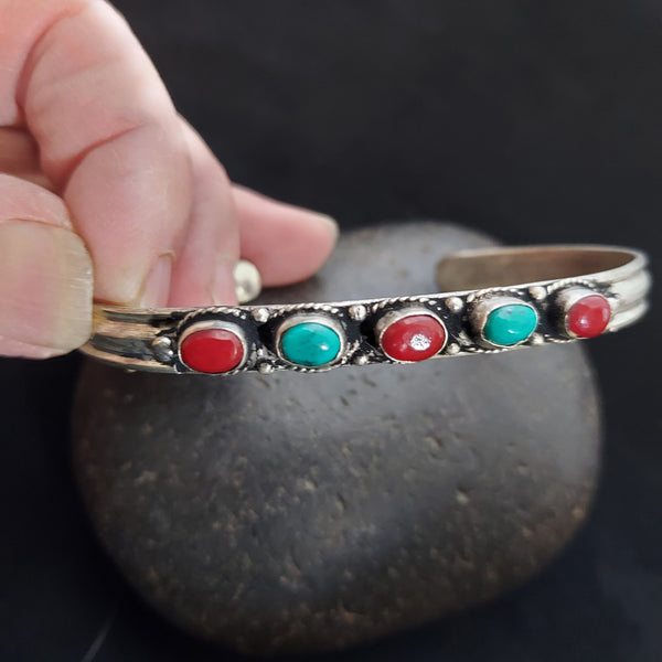 Wanderlust Turquoise  and Red Agate Bracelet