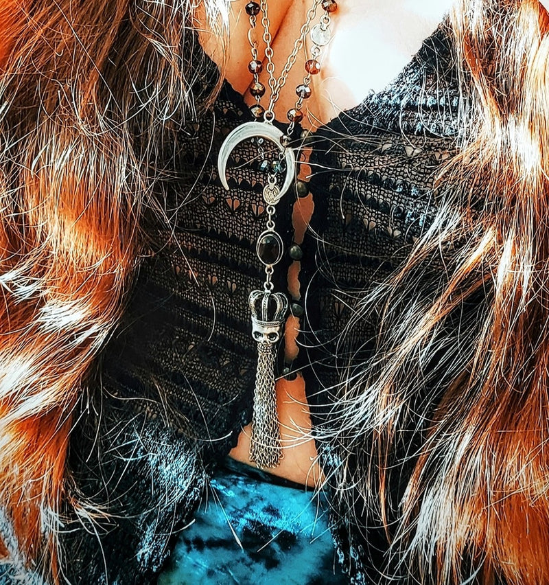 Crescent Moon 30" length Necklace