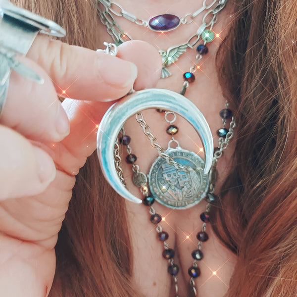 Crescent Moon 30" length Necklace
