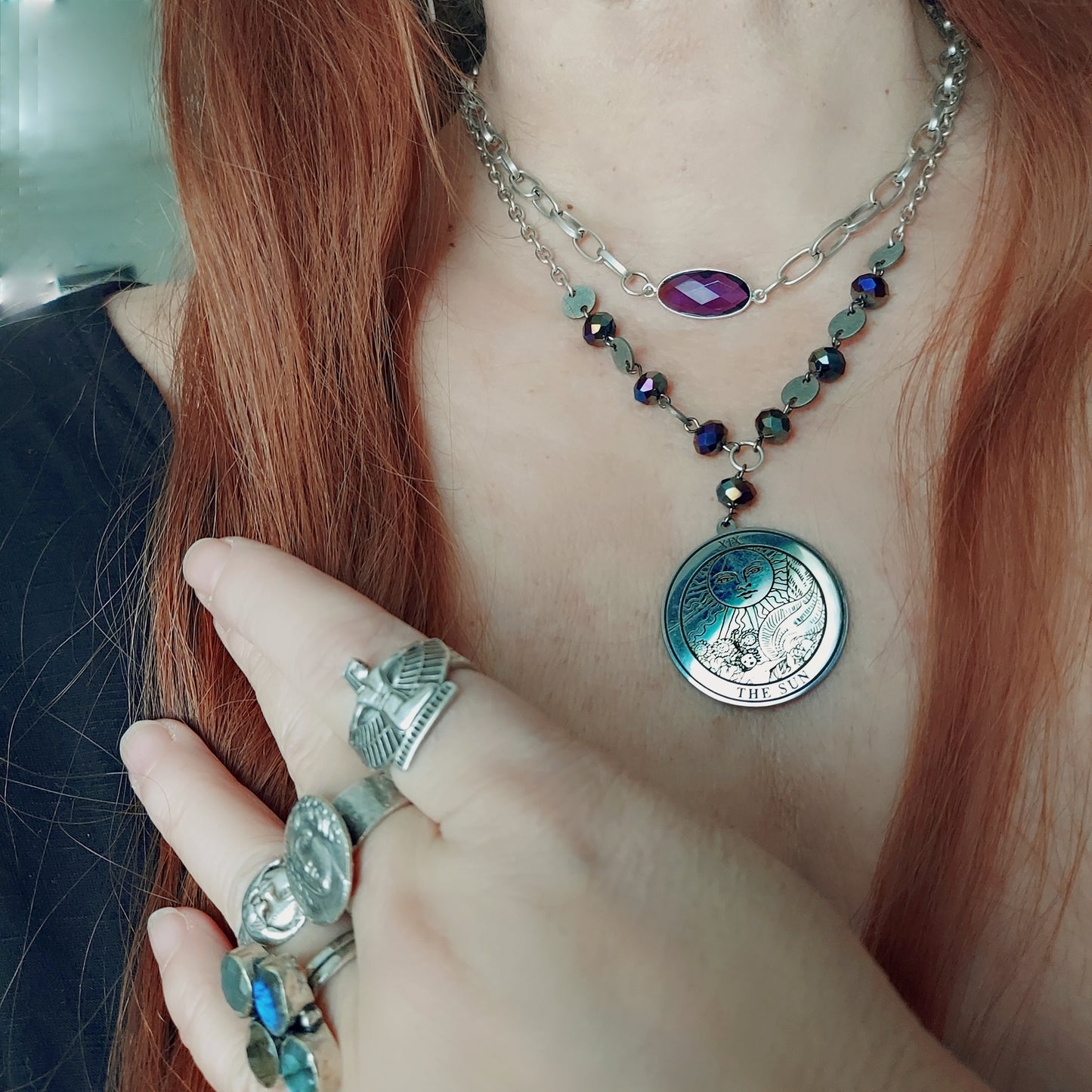 Sun Tarot Card Necklace