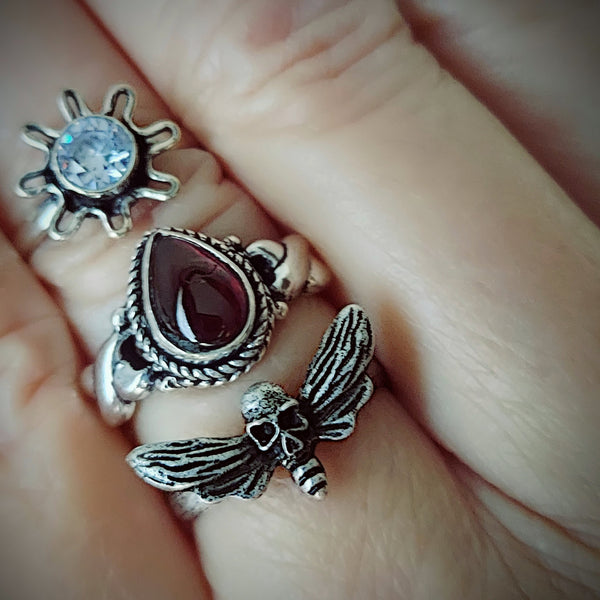 Tiny Death's Head Moth Ring
