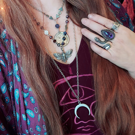Crescent Moon 30" length Necklace
