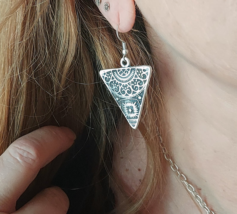 Triangle Stamped Earrings