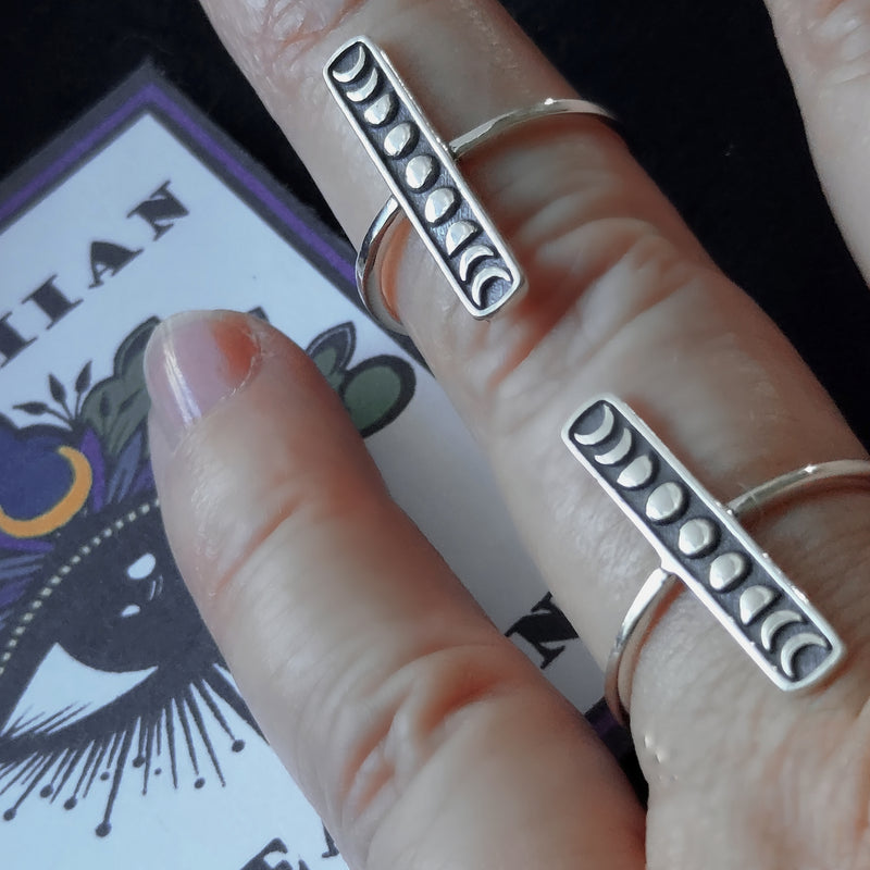 Silver Moon Phase Ring
