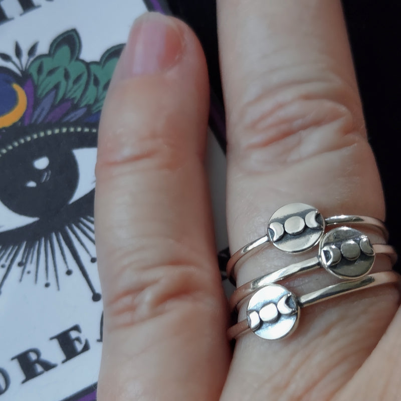 Silver Moon Phase Ring