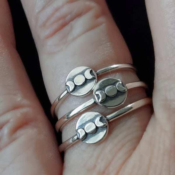 Silver Moon Phase Ring