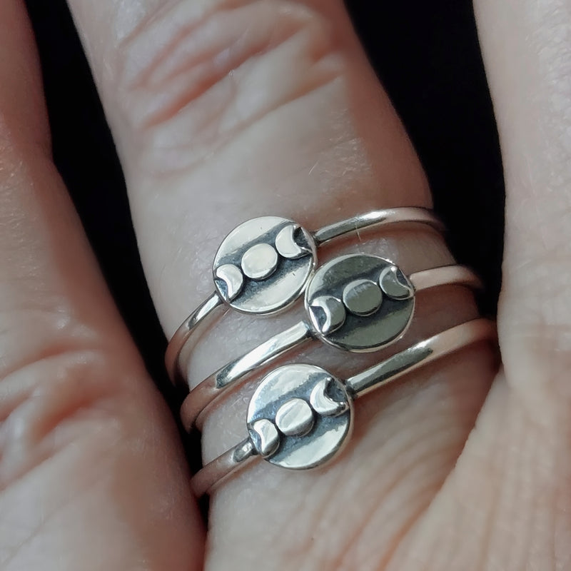 Silver Moon Phase Ring