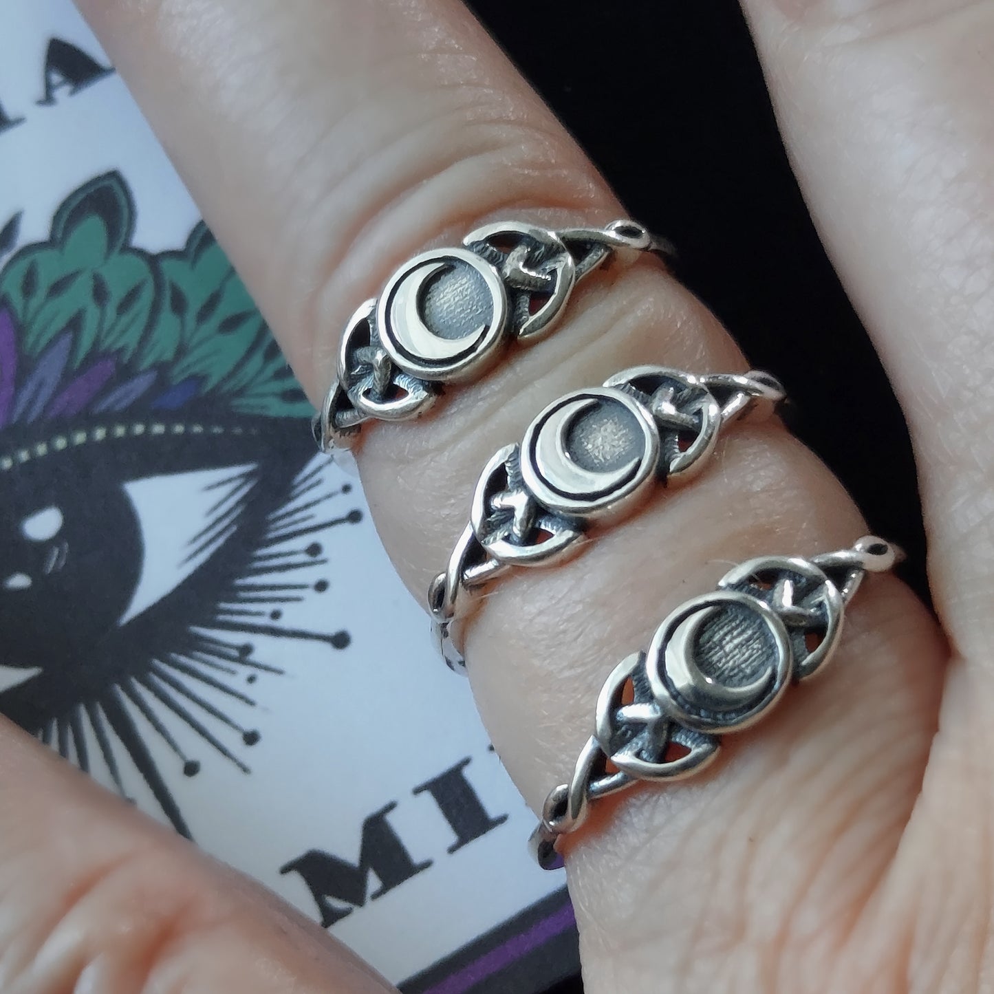 Sterling Silver Celtic Crescent Moon Ring